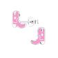 Melchior Jewellery pink cowboy boots stud earrings for children with silver detailing