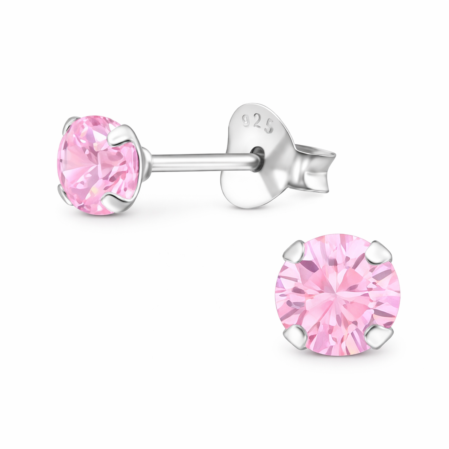Melchior Jewellery pink crystal earrings for girls with silver stud setting for women