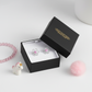 Melchior Jewellery pink crystal stud earrings for girls in flower design presented in black box