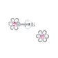 Melchior Jewellery pink crystal stud earrings for girls shaped like silver flower petals