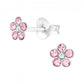 Melchior Jewellery pink flower stud earrings for girls with silver setting and pink crystals
