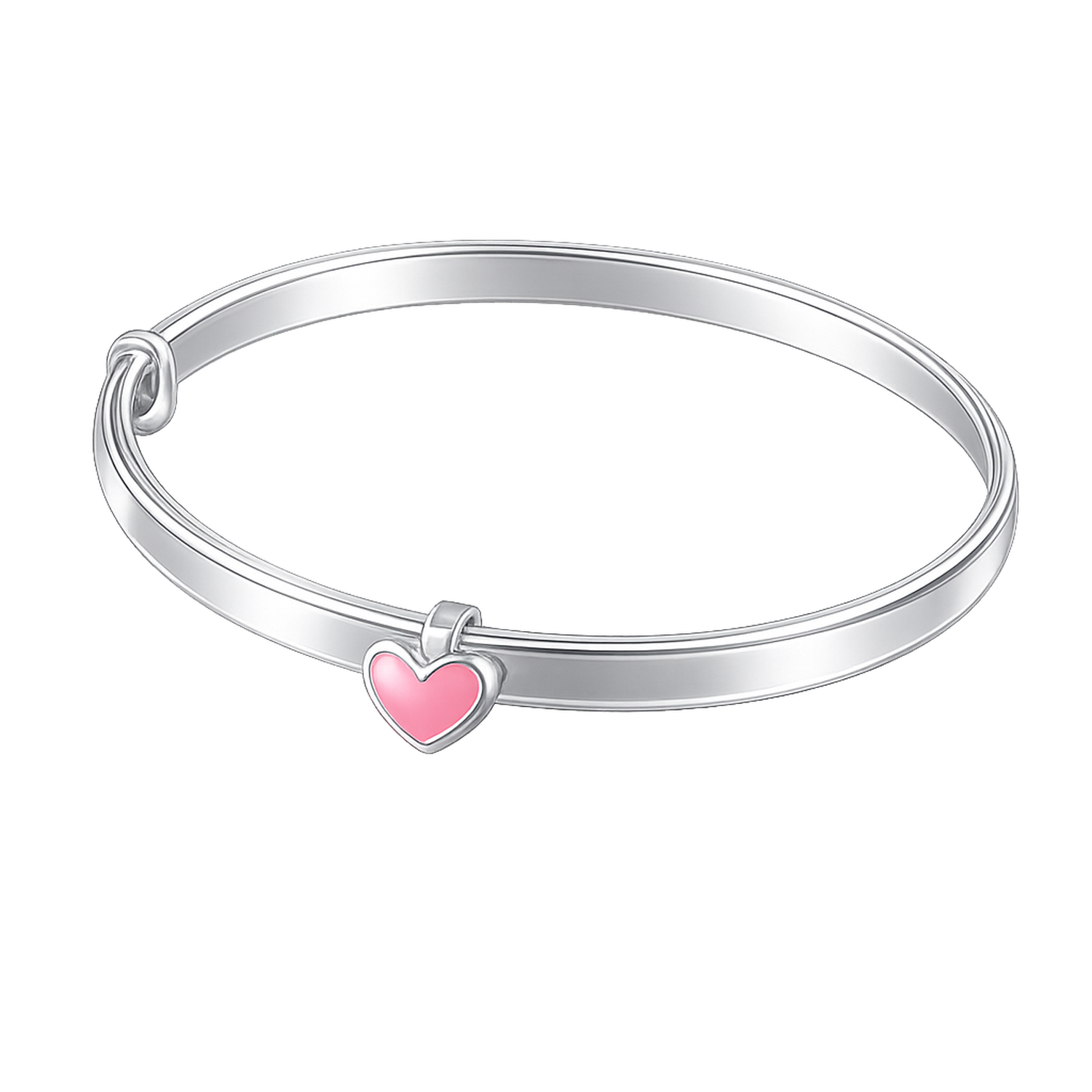Melchior Jewellery pink heart expandable baby bracelet with silver finish for children