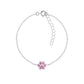 Melchior Jewellery pink paw print bracelet for kids with silver chain and pink gemstone detail