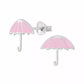 Melchior Jewellery pink umbrella stud earrings for kids with silver detailing and pastel pink enamel