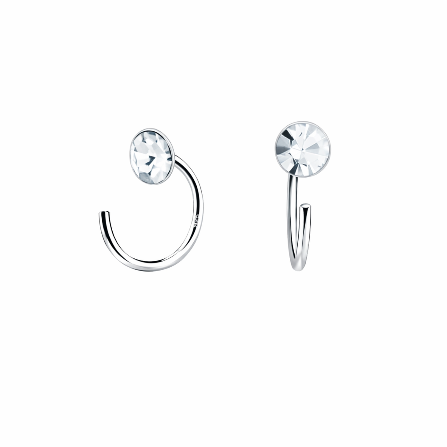 Melchior Jewellery Pull-Through CZ Ear Huggers with sparkling cubic zirconia stones in silver