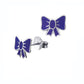 Purple bow stud earrings for kids by Melchior Jewellery made with sterling silver