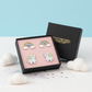 Melchior Jewellery rainbow and unicorn earrings set for children in black gift box with pink interior