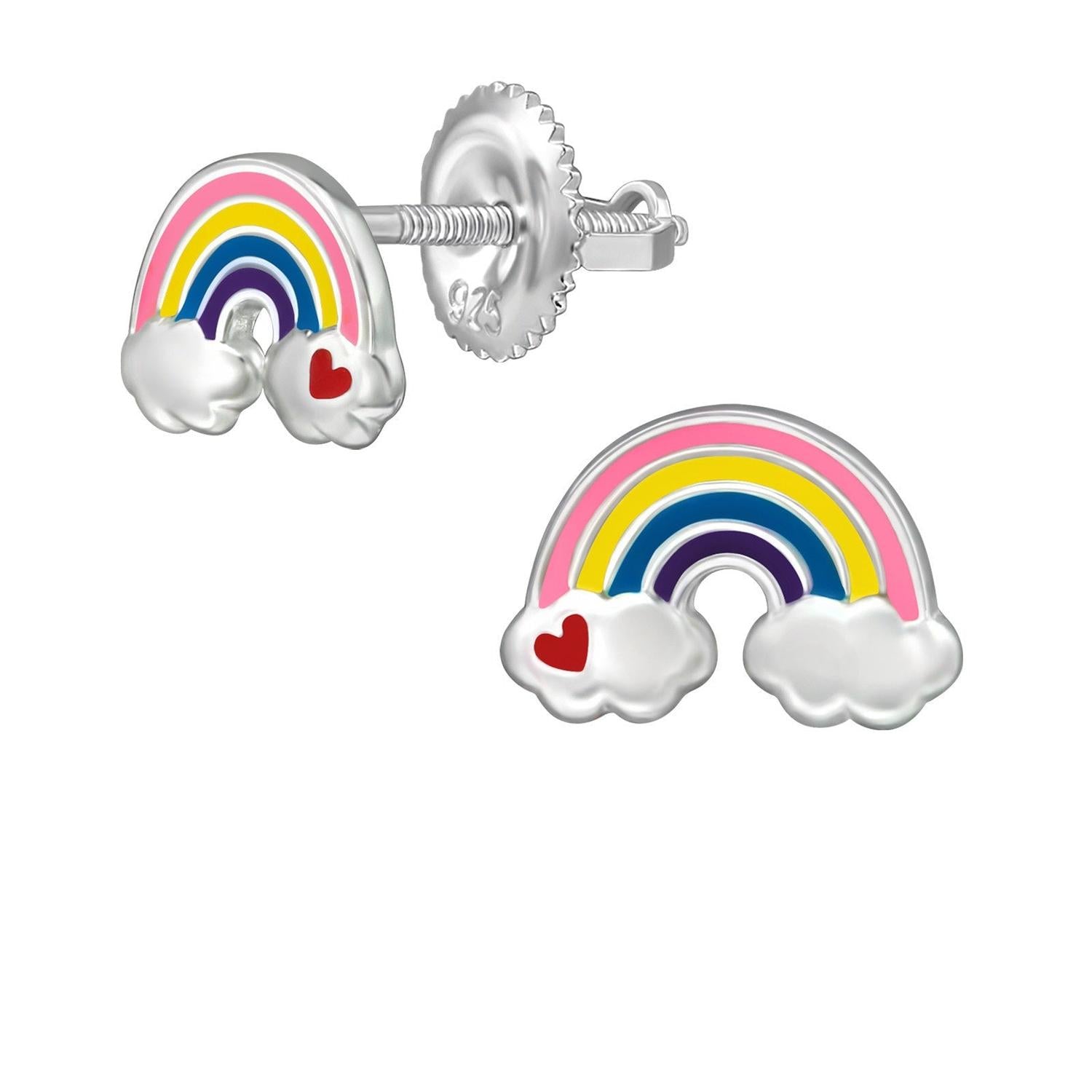 Melchior Rhodium Plated Rainbow Stud Earrings for Girls - Melchior Jewellery 