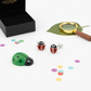 Melchior Jewellery red glitter ladybird stud earrings for children with black and red detailing
