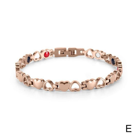 Womans 4in1 Rose Gold Stainless Steel Heart Magnetic Bracelet - Melchior Jewellery 