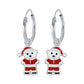 Melchior Jewellery Santa bear hoop earrings for kids in silver with red enamel festive design