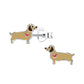 Melchior Jewellery sausage dog stud earrings for kids in silver with colourful heart detail