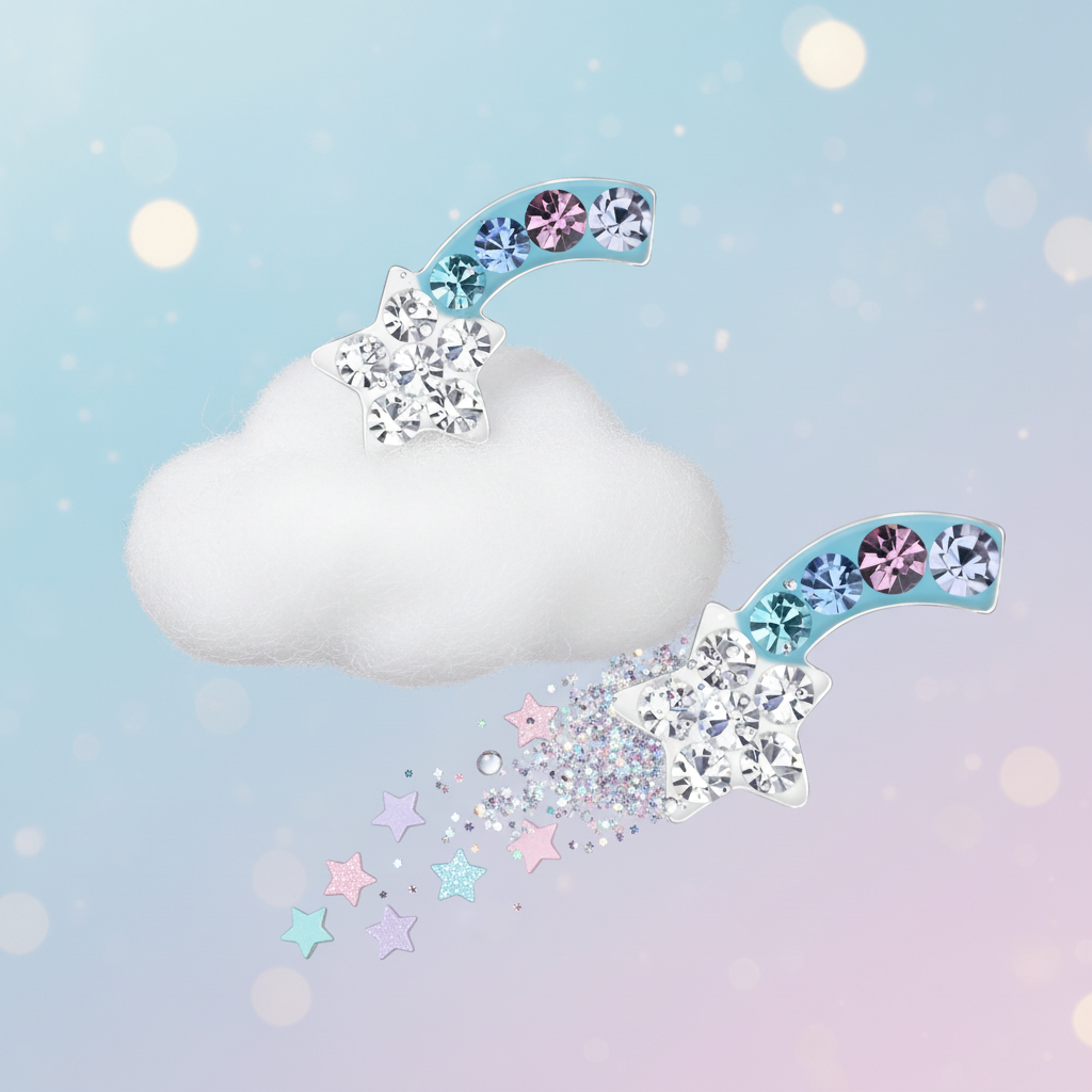 Melchior Jewellery shooting star crystal earrings for girls with multicoloured crystals and star design
