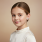 Shooting star crystal earrings for girls worn by young girl with a white top by Melchior Jewellery