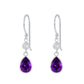 Melchior Jewellery silver CZ drop earrings for women with purple teardrop crystals and small clear stones