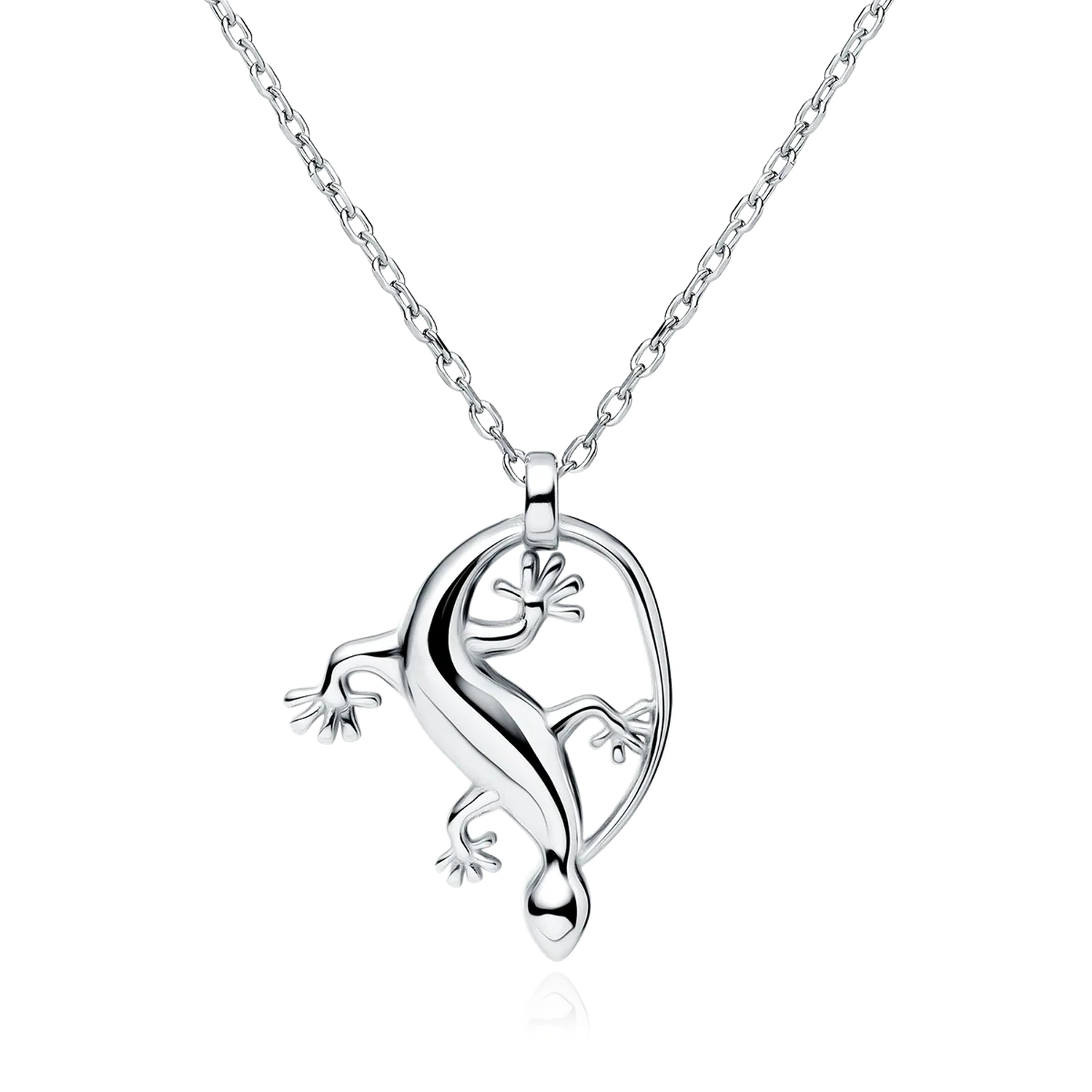 Melchior Jewellery silver gecko charm necklace with detailed lizard pendant on chain