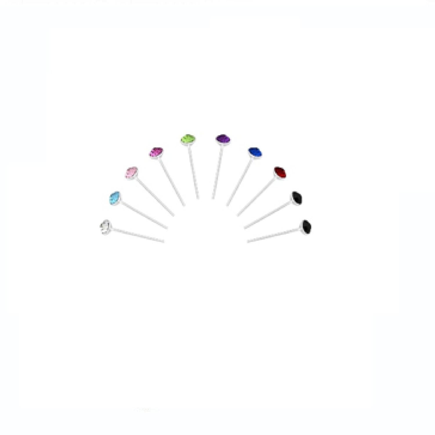 Melchior Jewellery silver nose jewellery multipack with assorted coloured gemstones on silver studs