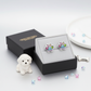Melchior Jewellery silver paw print earrings for girls with colourful gemstones in gift box