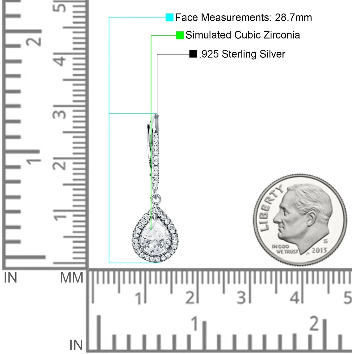 Silver Pear Halo Leverback Drop Earrings by Melchior Jewellery featuring cubic zirconia and 925 sterling silver