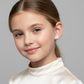 Silver roller skate earrings for girls worn by young girl from Melchior Jewellery