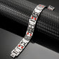 Melchior Jewellery silver titanium magnetic bracelet with red and white accents on black textured display