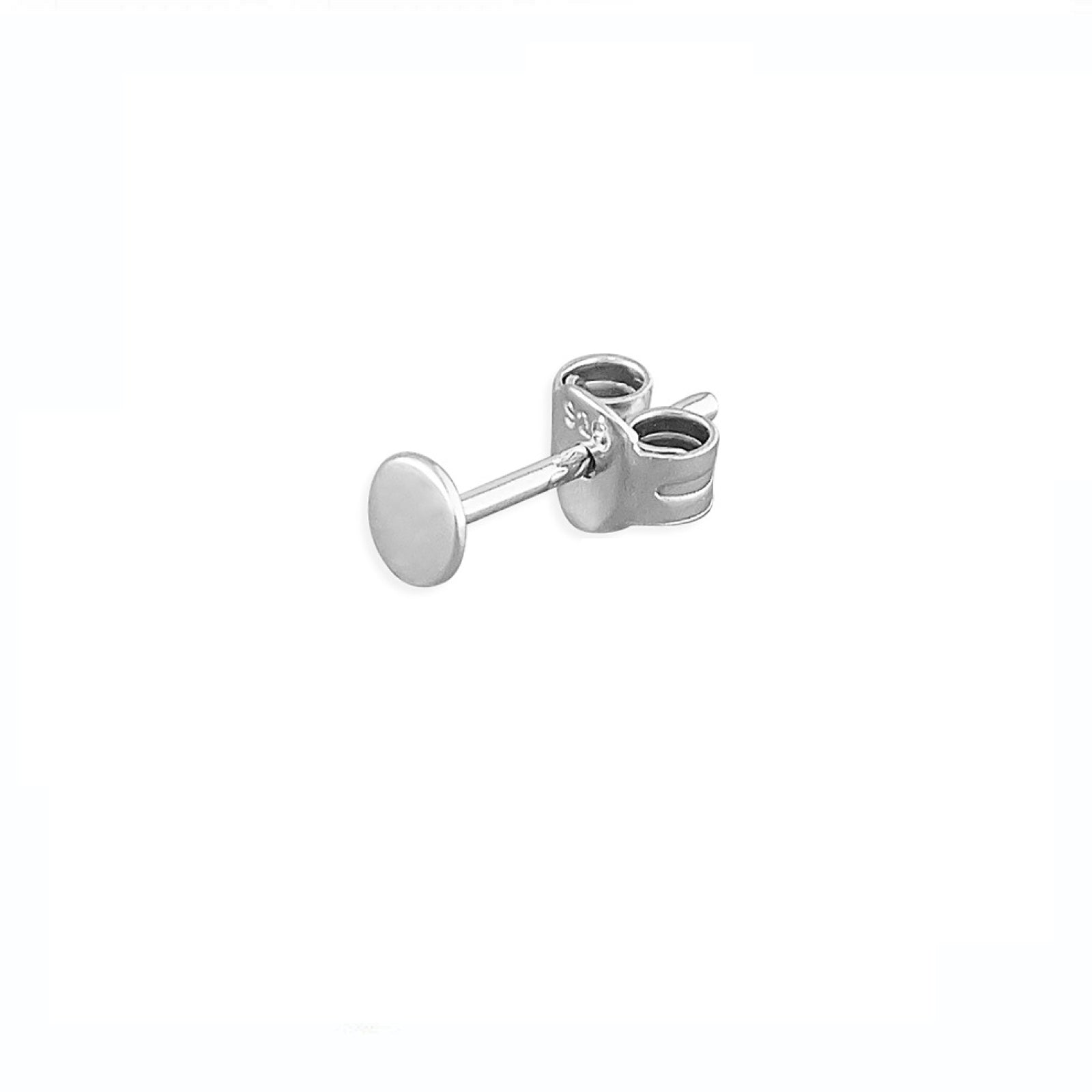 Melchior Jewellery single flat disc stud earring for men in polished silver finish