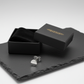 Melchior Jewellery single flat disc stud earring for men in silver with black velvet box