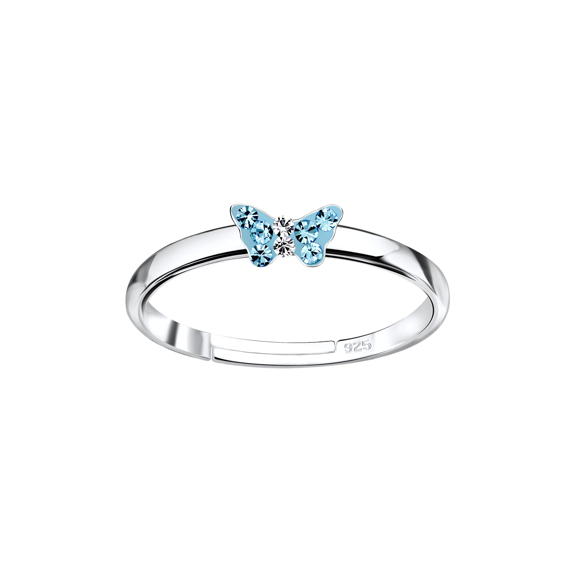 Melchior Jewellery small blue butterfly ring for girls in sterling silver with gemstone details