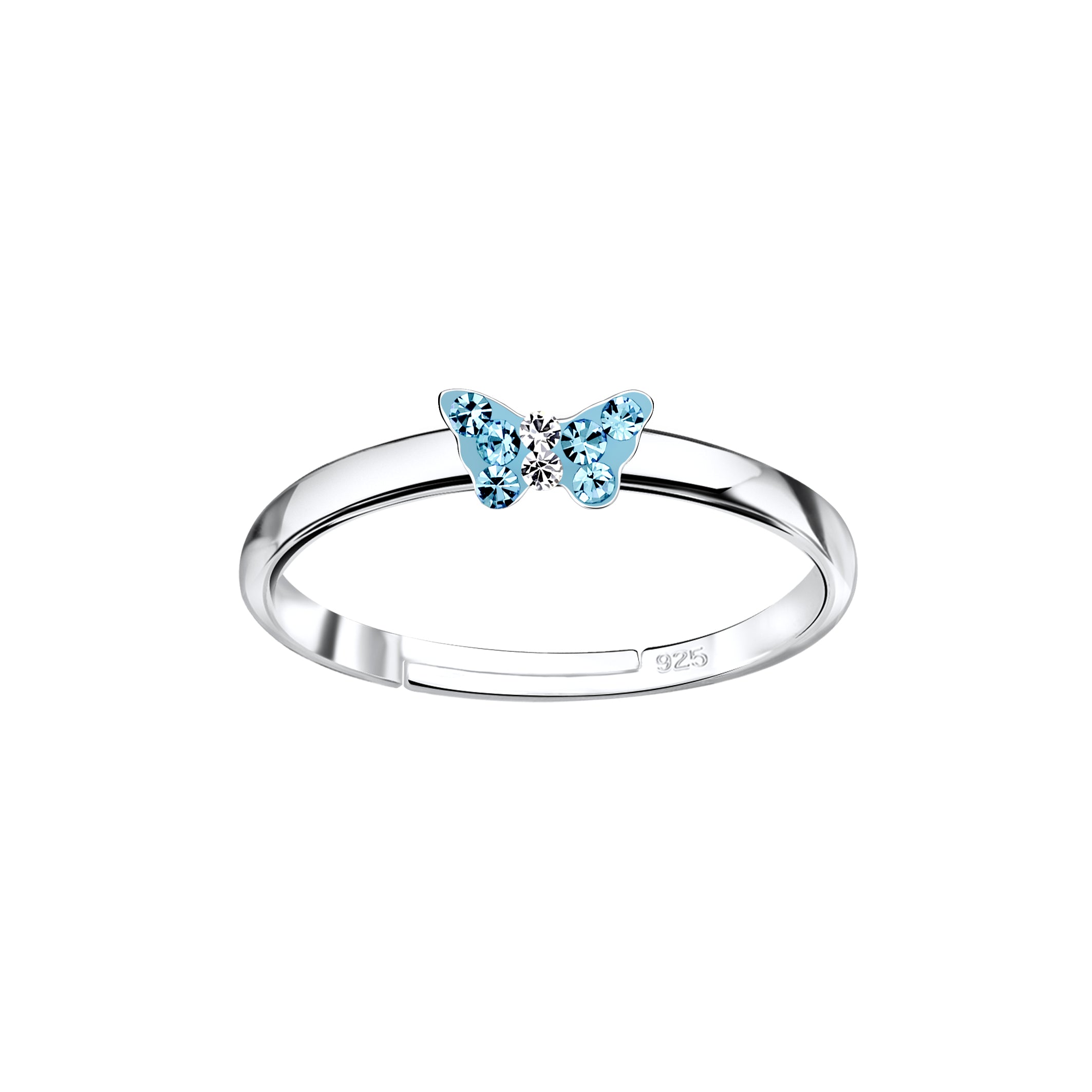 Melchior Jewellery small blue butterfly ring for girls in sterling silver with gemstone details