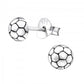 Small Football Stud Earrings Earrings For Kids by Melchior Jewellery in silver with black detailing