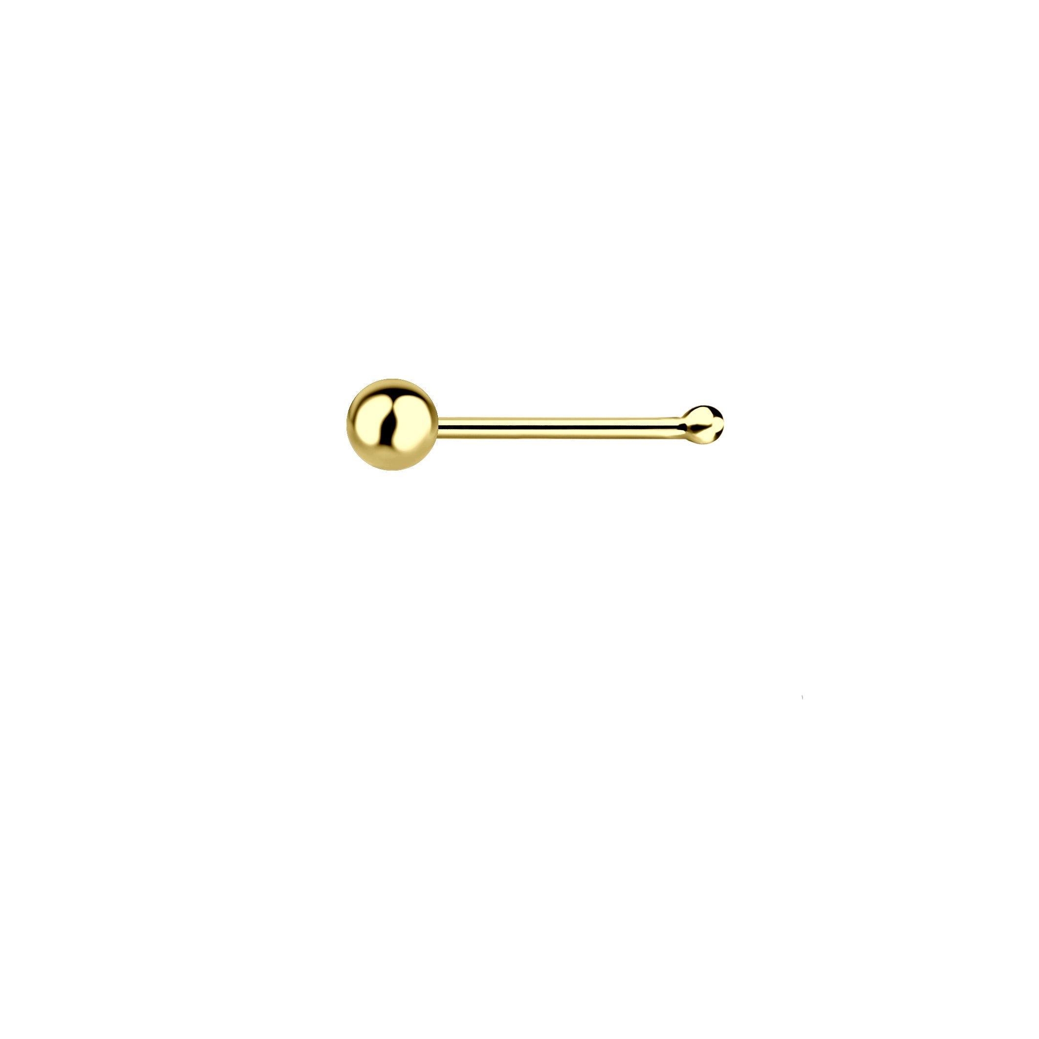 Small gold nose stud with ball end from Melchior Jewellery in polished finish