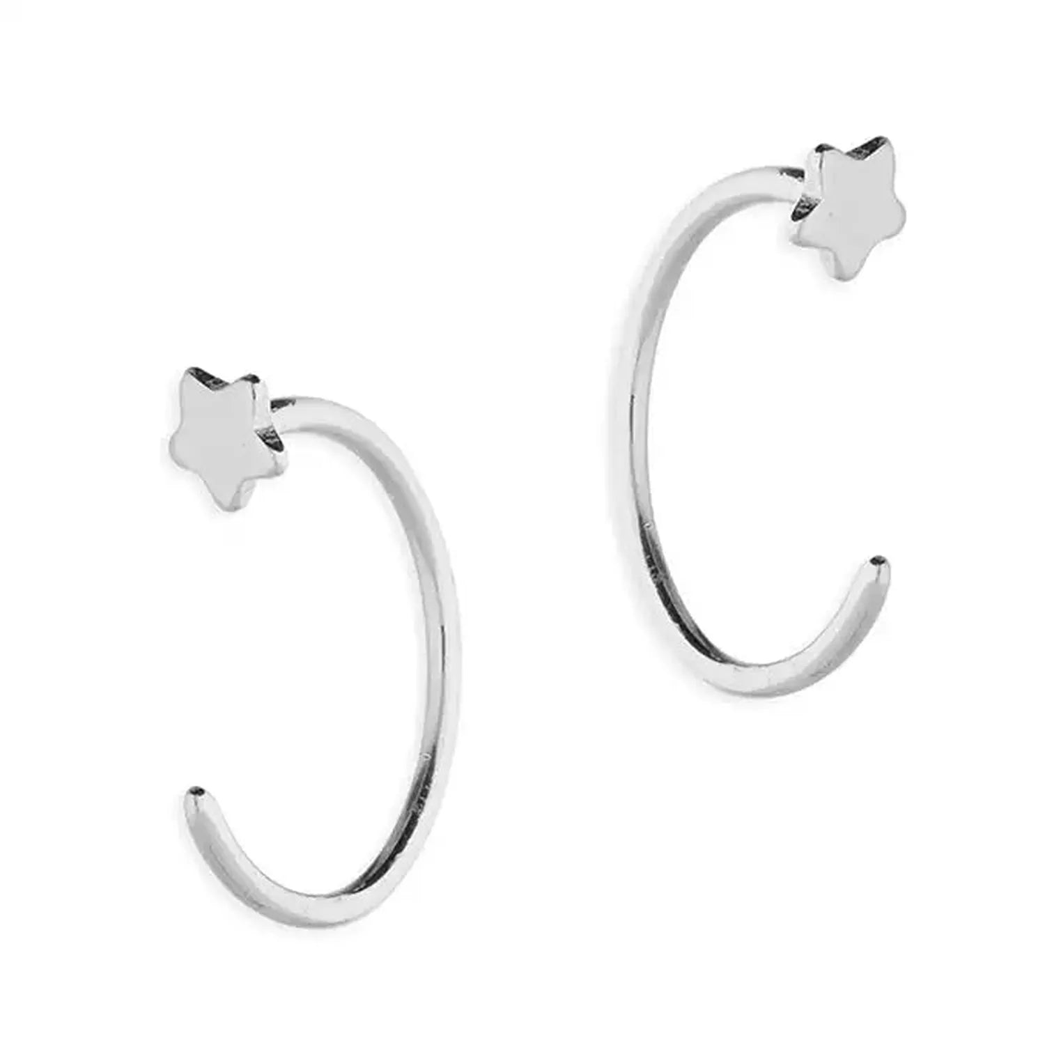 Melchior Jewellery small pull through star earrings in silver with minimalist star design