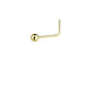 Solid gold L bend nose ring from Melchior Jewellery with a smooth polished ball end