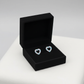 Melchior Jewellery sparkle heart stud earrings for kids in a black velvet box