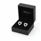 Melchior Jewellery sparkly cubic zirconia heart earrings displayed in black gift box