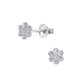 Melchior Jewellery sparkly flower stud earrings for girls in silver with clear crystals
