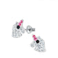 Melchior Jewellery sparkly unicorn stud earrings for kids silver unicorn head studs with clear and pink crystals