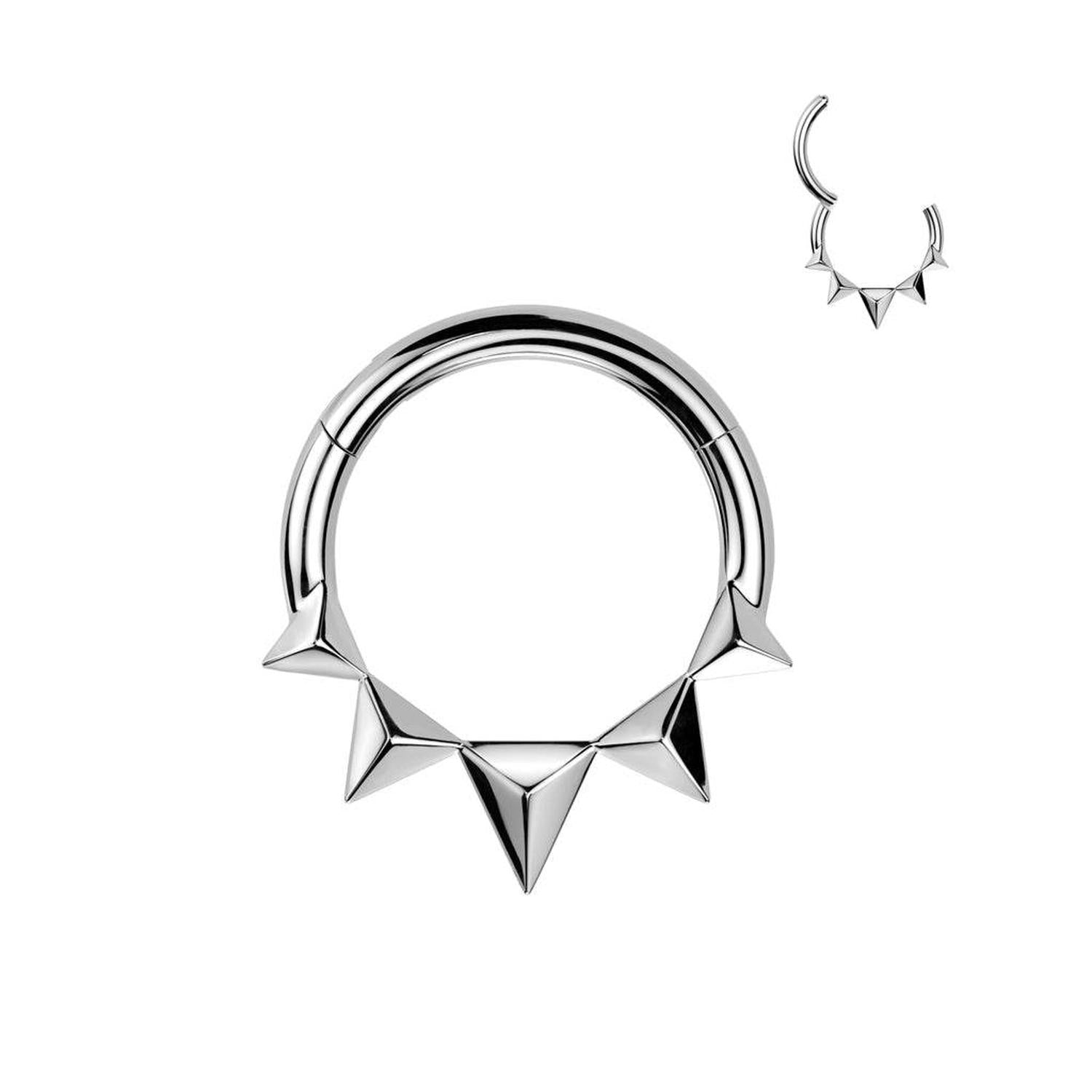 Melchior Jewellery spike hinged segment ring in polished silver with pointed spike design