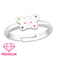 Melchior Jewellery silver spotted butterfly ring for kids with colourful dots on butterfly wings