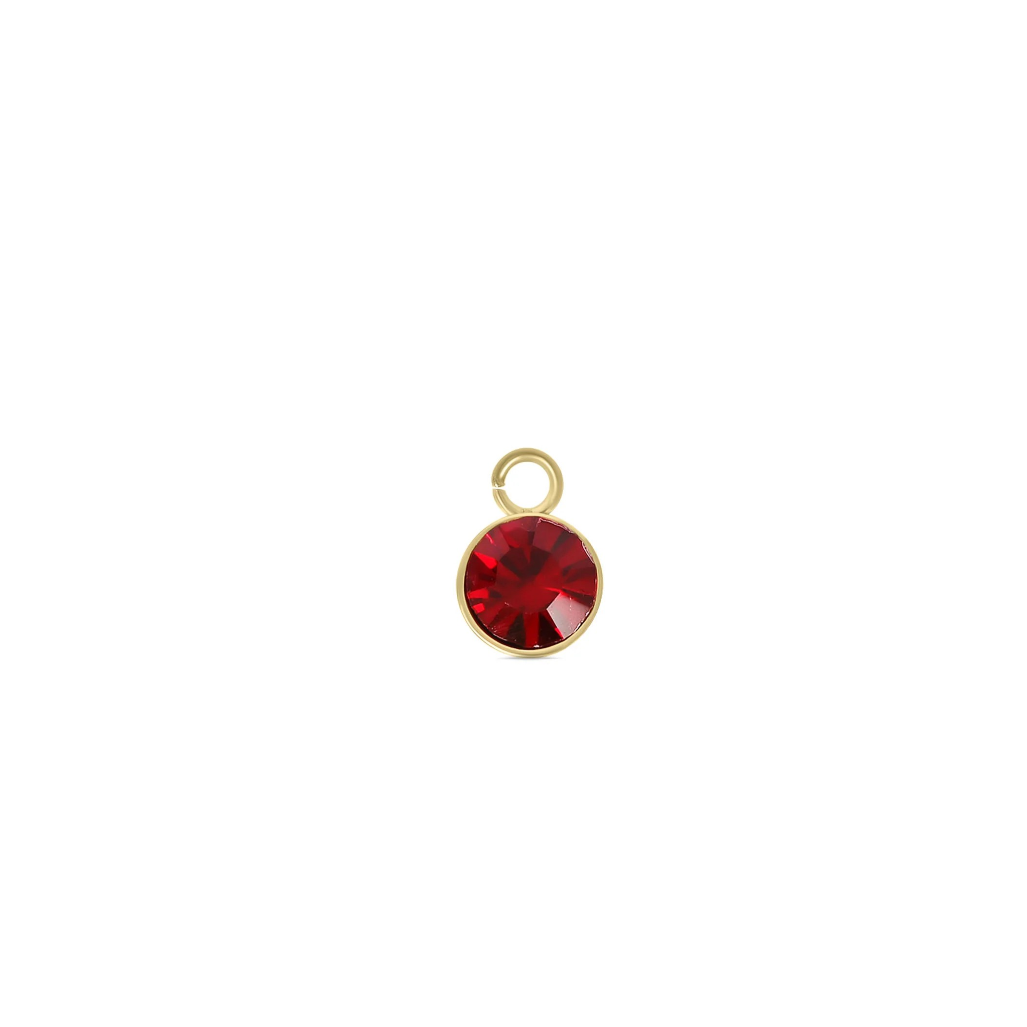 Melchior Jewellery stainless steel birthstone charm in gold with red crystal for personalised jewellery