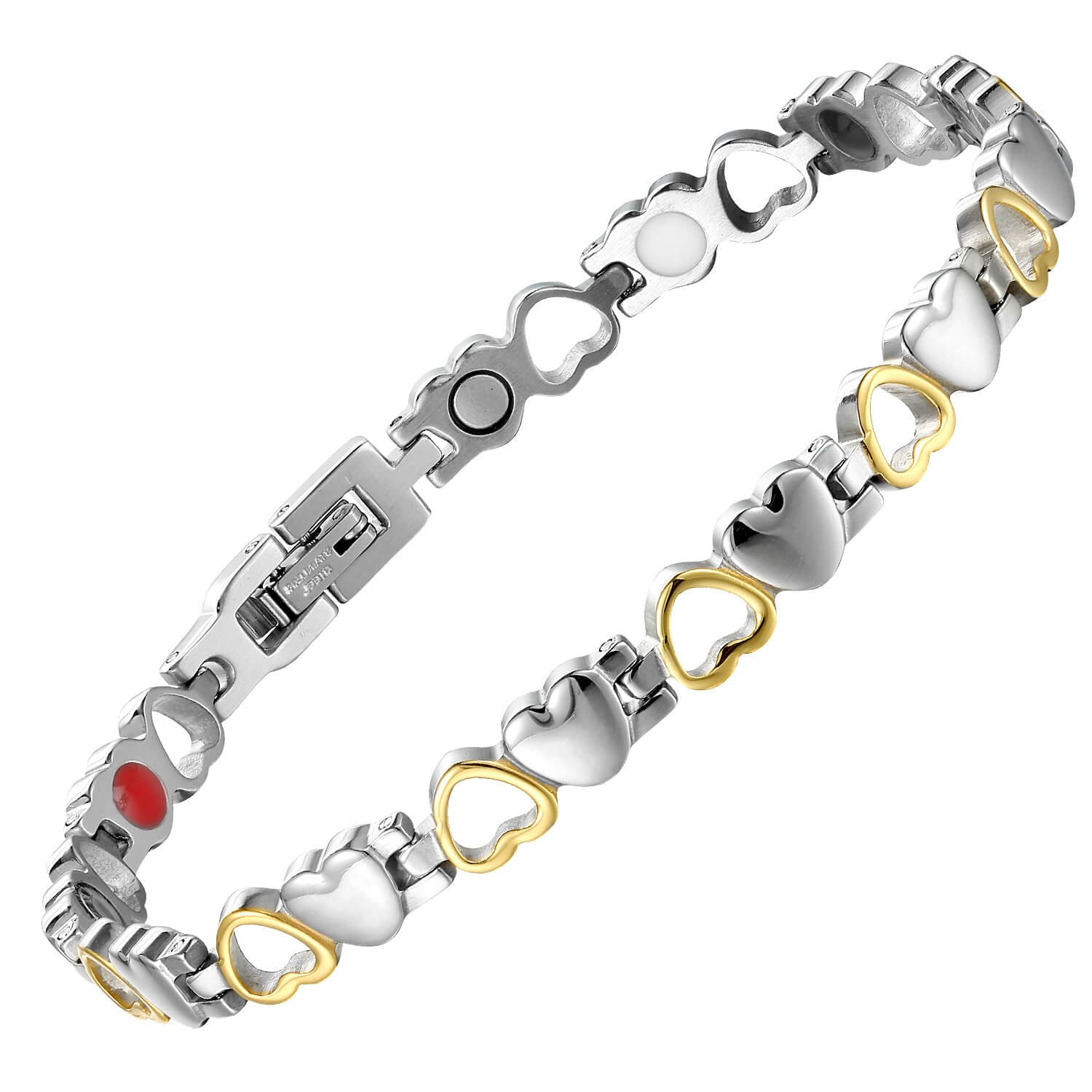 Womans Stainless Steel Heart Magnetic Bracelet - Melchior Jewellery 