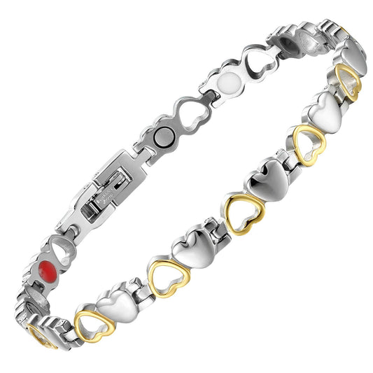 Womans Stainless Steel Heart Magnetic Bracelet - Melchior Jewellery 