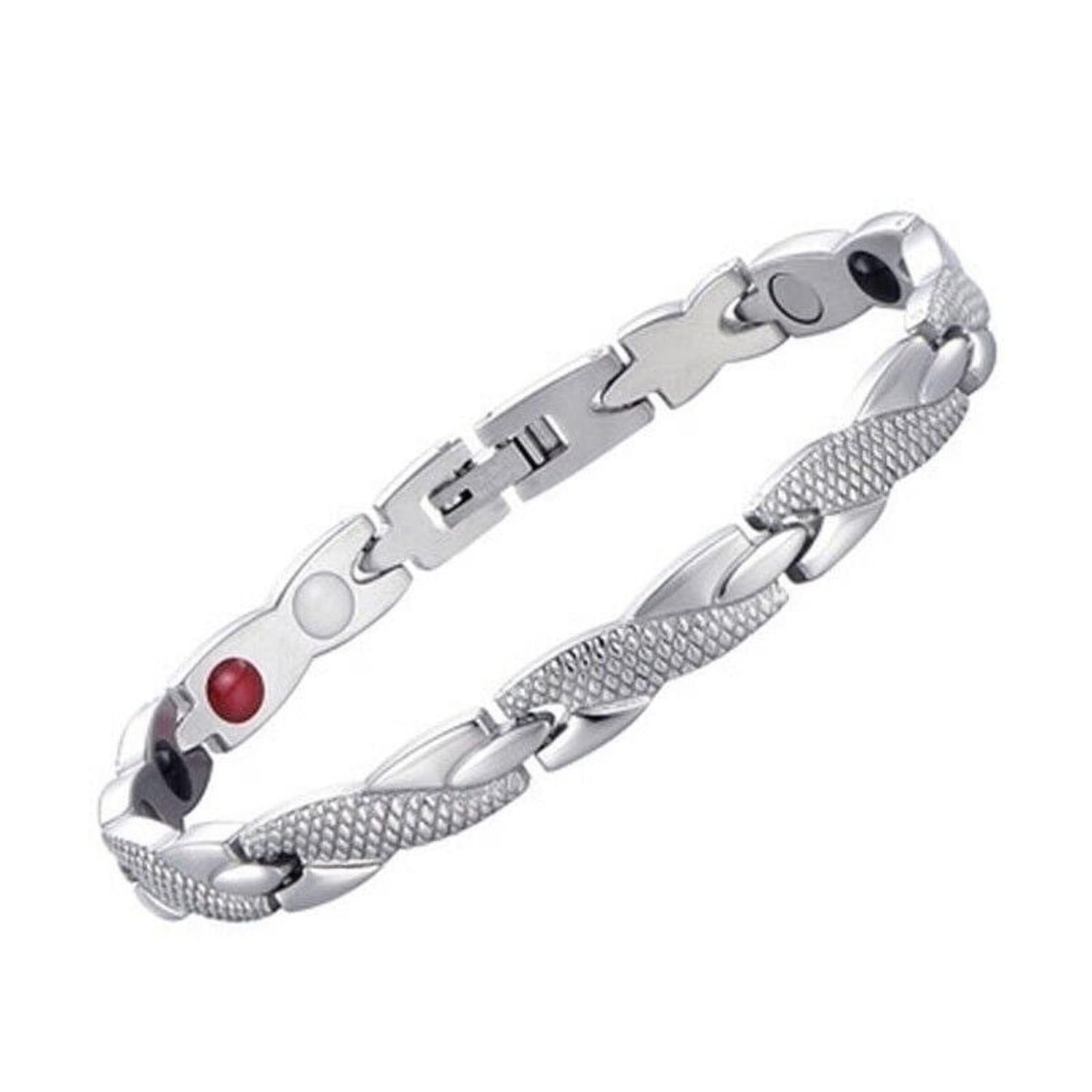 Melchior Jewellery stainless steel magnetic bracelet with textured links and embedded magnets
