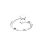 Silver star design toe ring with two star motifs by Melchior Jewellery in polished finish