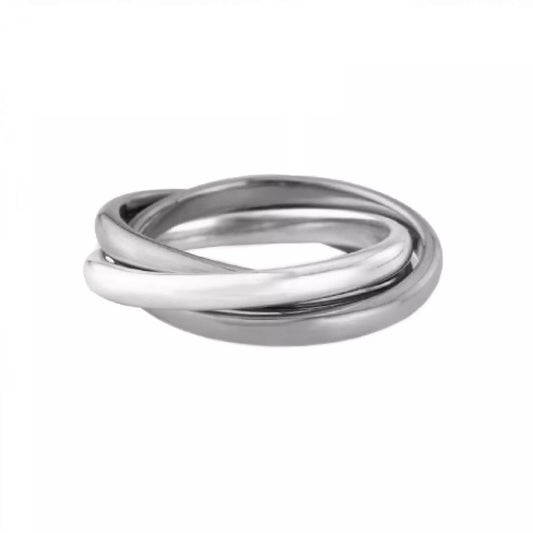 Sterling silver 3 band Russian wedding ring by Melchior Jewellery with polished intertwined bands