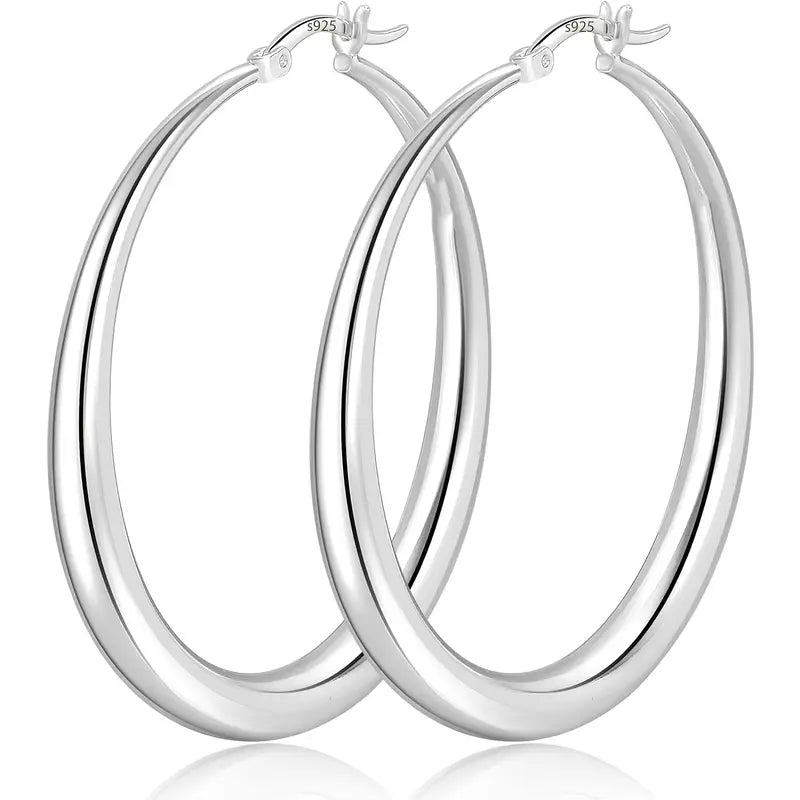 Melchior Jewellery sterling silver 30mm round french lock hoop earrings for women