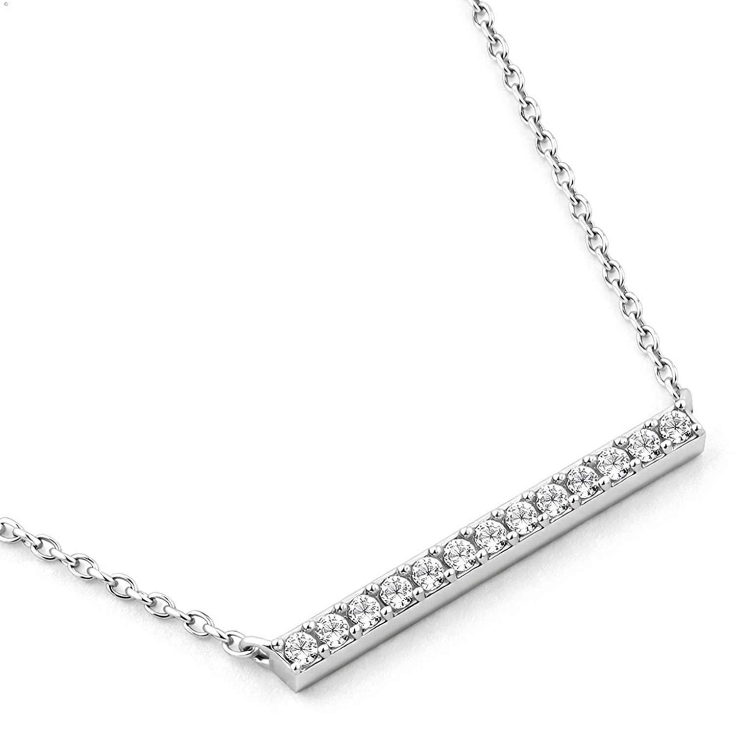 Melchior Jewellery sterling silver bar necklace with sparkling stones on delicate chain
