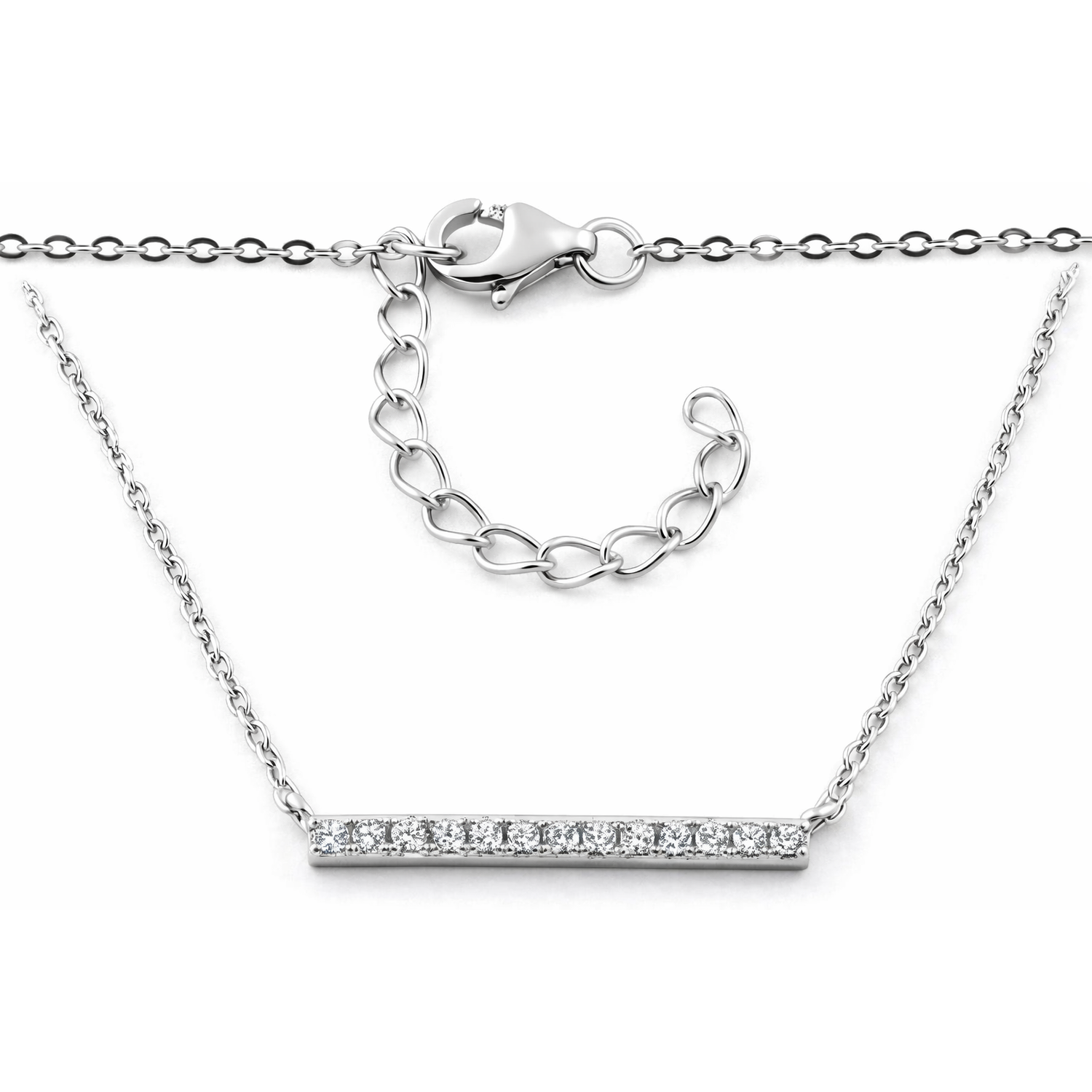 Melchior Jewellery sterling silver bar necklace with delicate chain and small sparkling stones