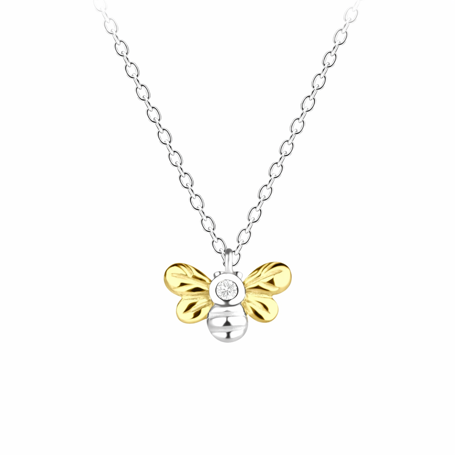 Melchior Jewellery sterling silver bee necklace with gold-tone wings and delicate chain