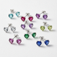 Melchior Jewellery sterling silver birthstone heart earrings in various colours with stud design